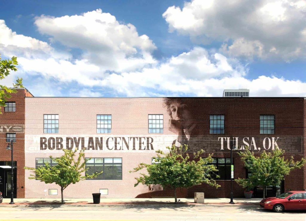 Rendering of Bob Dylan Center signage on the exterior of the center.